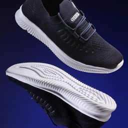ASIAN Men Navy Blue Woven Design Sneakers-image-46