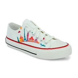 CROWCIA LONDON Men Printed Round Toe Lightweight Canvas Sneakers-image-72