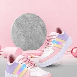 TWIN TOES Women Pink & White Colourblocked Sneakers-image-24