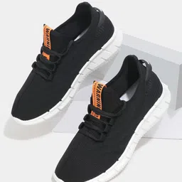 RapidBox Men Black Woven Design Sneakers-image-12