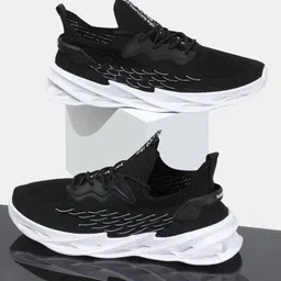 RapidBox Men Black Woven Design Sneakers-image-17