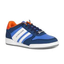 U S Polo Assn Men Navy Blue Colourblocked PU Sneakers-image-14