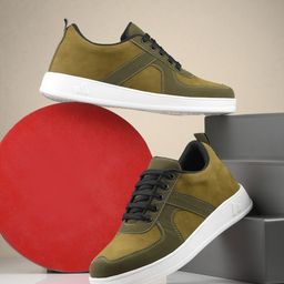 The Roadster Lifestyle Co. Men Olive Green Colorblocked Casual Sneakers-picture-24