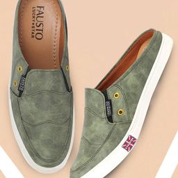 FAUSTO Men Olive Green Lightweight PU Mule Sneakers-picture-15