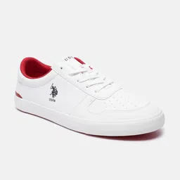 U S Polo Assn. Men Off White Perforations PU Sneakers-image-13