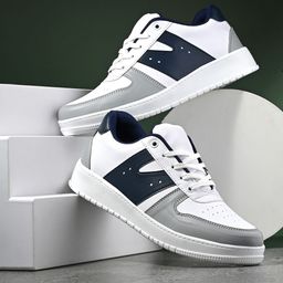 Roadster Men White & Navy Blue Colorblocked Lightweight Comfort Insole Basics Sneakers-image-83