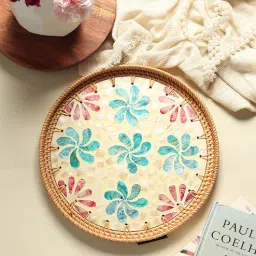 habereindia Multicolour Cane Round Serving Tray - Small-picture-35