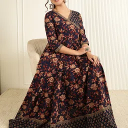 Printed Cotton Blend Stitched Anarkali Gown-image-7