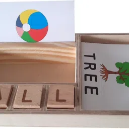 the ally Wooden Spelling Educational Toy Game with Flash Cards for Early Learning of Kids image 3