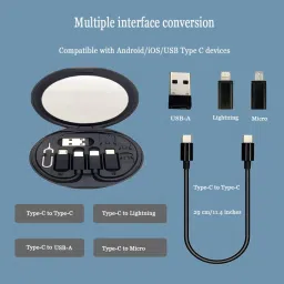 EL SMO Micro USB Cable 0.1 m USB Adapter Kit Cable Card Storage Box MultiType Charging Convertor USB C to Lightning Type C Micro Adapter Data Transfer image 2