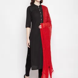 Clora Creation Red Embroidered Dupatta with Sequinned image 5