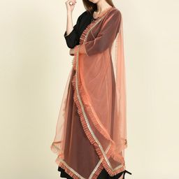Dupatta Bazaar Ruffle Embellished Border Net Dupatta image 5