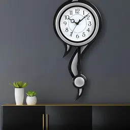 Attractionz Silver-Toned Round Pendulum Analogue Wall Clock-image-89