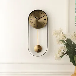 Decor de Maison Gold-Toned Round Metal Wall Clock-image-35
