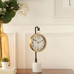 Decor de Maison Gold-Toned Core Round Metal Table Clock-image-52