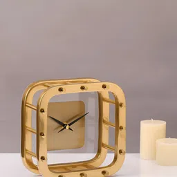Decor de Maison Gold-Toned Round Metal Table Clock-image-32