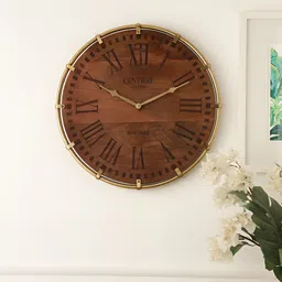 Decor de Maison Gold-Toned Round Metal Wall Clock-image-95