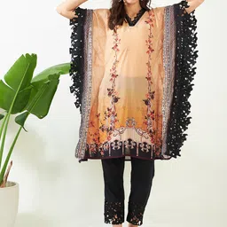 The Kaftan Company Floral Printed V-Neck Flared Sleeves Kaftan Kurta-picture-48