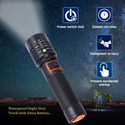 dazzel flex M035 (ZOOMABLE Metal Torch) 5 Modes Flashlight, Super Bright 10W Light LED Torch image 3