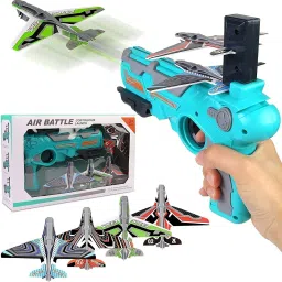 Flying Airplane Launcher Gun Toy with Foam Glider Planes-28