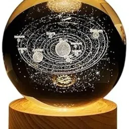 3D Crystal Ball Lamp, Night Light with Wooden Base Solar System Galaxy Models Night Lamp-18