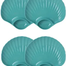 Eco-Friendly Wheat Straw Plates Set – Shell Shaped Reusable Divided Plates Sectioned Plate-image-30