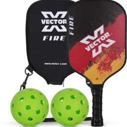 Fire Carbon Fiber Material,PP Honeycomb Core (1 Racket+2 Pickle Ball+Carry Bag) Pickleball Paddle-0