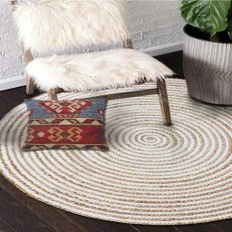 Beige Jute, Cotton Area Rug-image-19
