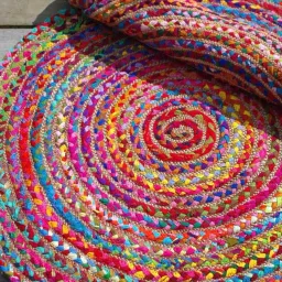 Beige, Multicolor Jute, Cotton Area Rug-image-31