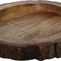 Wooden Round Bakkal Tray Natural Brown Antique Home/Restaurant /Office Dinner Plate-image-24