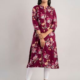 MAUKA Women Maroon Floral Printed Kurta-image-28