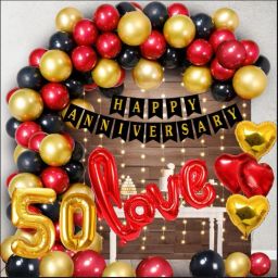 50th Happy Anniversary Decoration Kit - 72Pcs-image-20