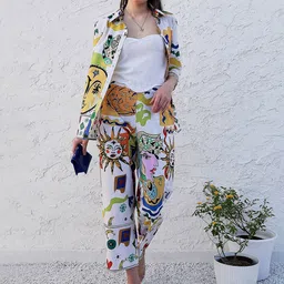 Boho By Athena Abstract Printed Regular Sleeves Linen Shirt Style Top image 5