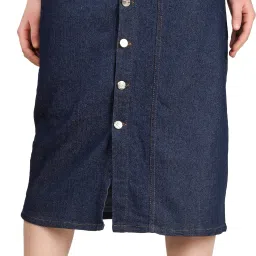 Women Solid Straight Dark Blue Skirt-image-19