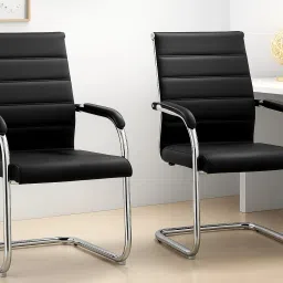 Home & Office Mesh Chair with Fixed Handles - Comfortable Desk Chair Leather, Leatherette Office Visitor Chair-image-27