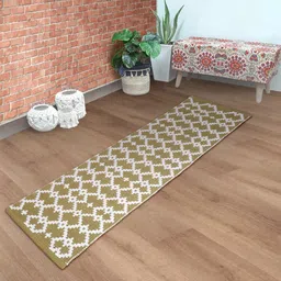 eyda Olive Green & White Geometric Pure Cotton Floor Runner-38