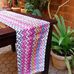 ZEBA Pink Chevron Printed 6-Seater Table Runner-54