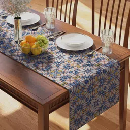 PETAL HOME  Blue Printed Pure-Cotton Table Runner-27