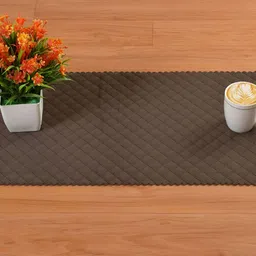 HOMADORN Brown Quilted Table Runner-image-88