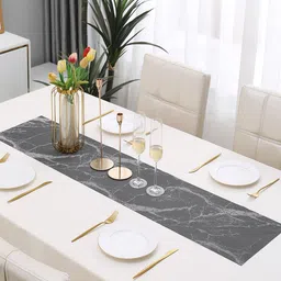 HOKIPO Black Abstract Design Rectangular Table Runner-13