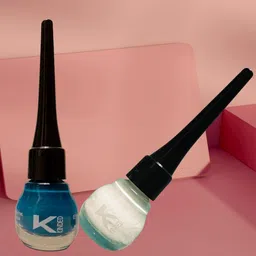 KINDED Set of 2 Smudge-Proof & Water Resistant Matte Liquid Eye Liners 5 ml Each- Teal Green - White Pearl-21