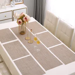 HOKIPO Beige 7 Pieces Table Placemats with Runner-image-43