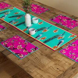 SEJ by Nisha Gupta Set of 6 Green Table Placemats & Runner image 1