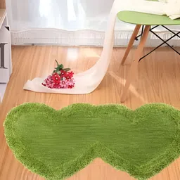 Shopgallery Light Green Embossed Heart shaped Strong & Durable Floor Runner-3