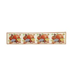 Arrabi White & Orange Printed 4-Seater Table Runner image 2
