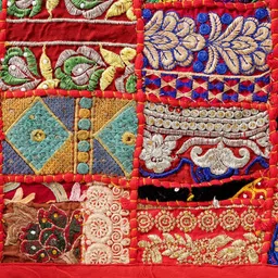 HANDICRAFT PALACE Multicolored Cotton Khambadiya Patchwork Table Runner image 2