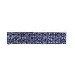 Tasseled Home Blue & Pink Ajrak Printed Rectangular Table Runner image 2