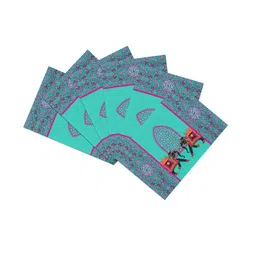 SEJ by Nisha Gupta Set Of 7 Green Abstract Printed Table Placemats & Runner image 3