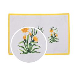 SEJ by Nisha Gupta White & Mustard Set of 7 Table Placemats & Runner image 4