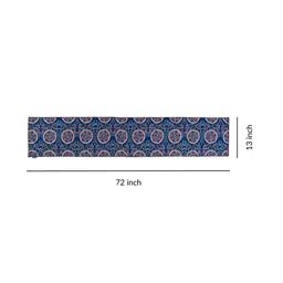 Tasseled Home Blue & Pink Ajrak Printed Rectangular Table Runner image 5